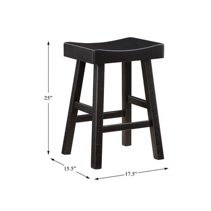 Caspian Solid Wood 24" Stool, Black color in Black finish