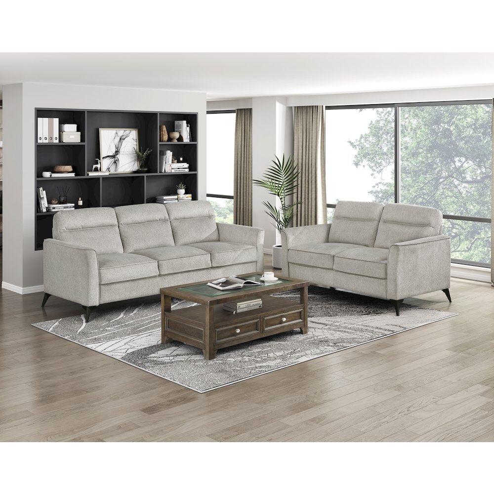 Tellot Microfiber Love Seat in Tan