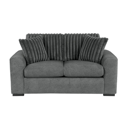 Athena Textured 3pc Set: Sofa, Loveseat, Chair in Dark Gray