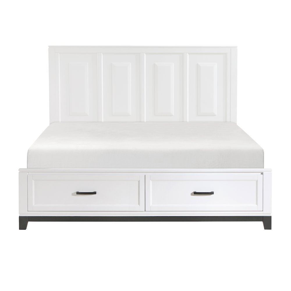 Garretson Acacia CK Pltfm Bed in 2-Tone Finish (White and Metallic Gray)