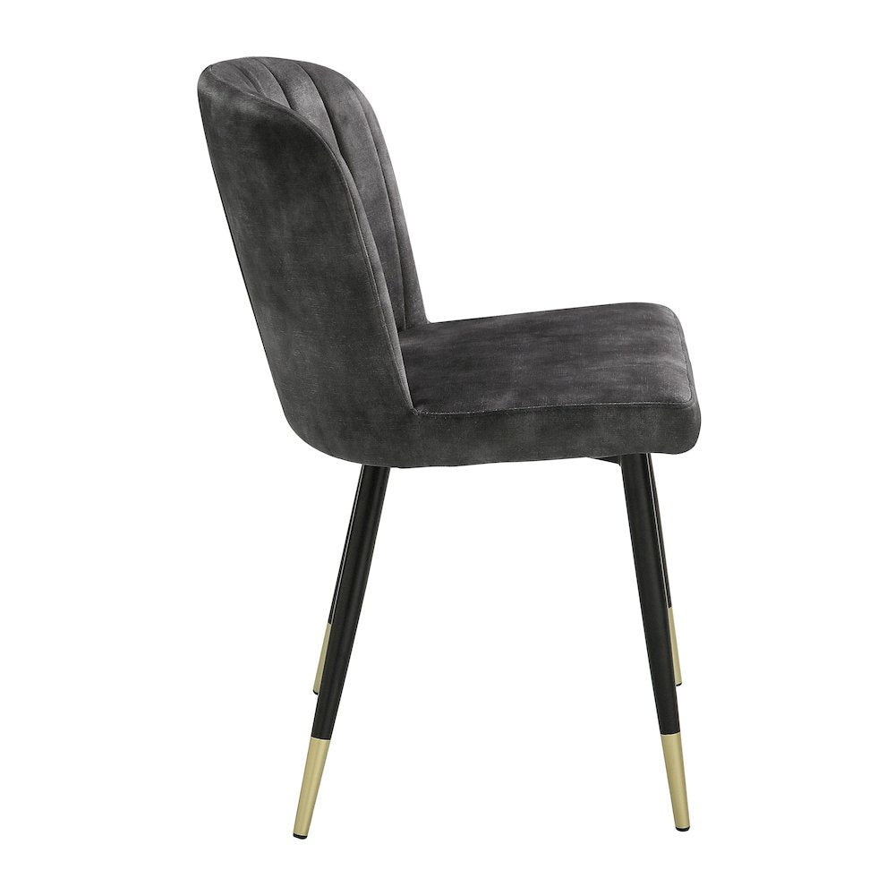 Clemente Velvet Dining Room Side Chair, set of 2 in Charcoal