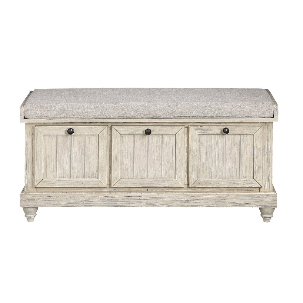 Woodwell Asian Hardwood Storage Bench in Beige