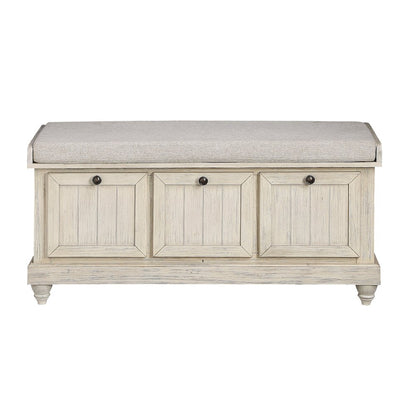 Woodwell Asian Hardwood Storage Bench in Beige