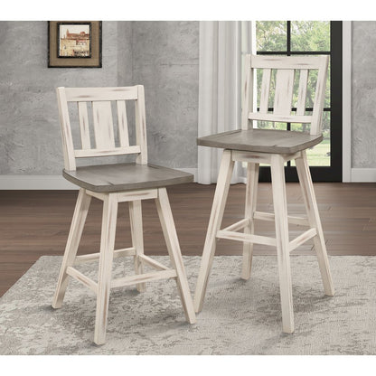 Amsonia Solid Wood Swivel Pub Height Chair, set of 2 in Gray and White