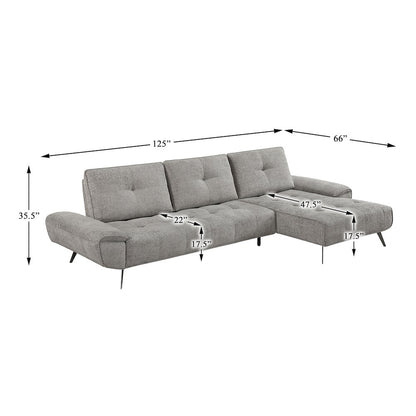 Dominic Chenille 2-Piece Sectional with Right Chaise in Dove Gray