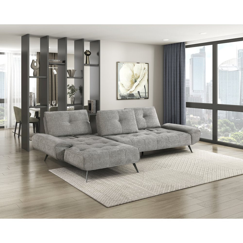 Dominic Chenille 2-Piece Sectional with Left Chaise in Dove Gray