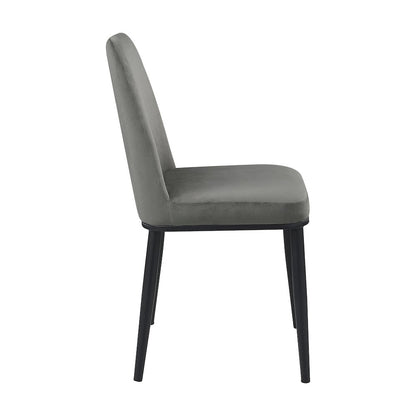 Salerno Velvet Dining Room Side Chair, set of 2 in Gray