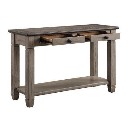 Granby Pine Sofa Table in 2-Tone Finish (Coffee and Antique Gray)