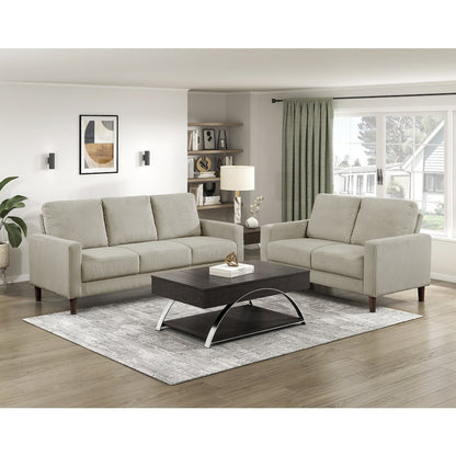Crandall Corduroy 2pc Set: Sofa, Loveseat in Taupe