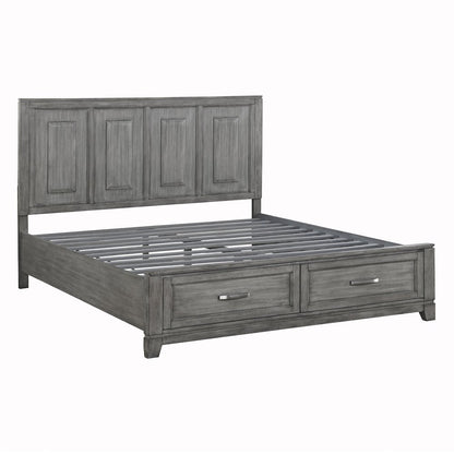 Garretson Acacia CK Platform Bed with Footboard Storage in Gray