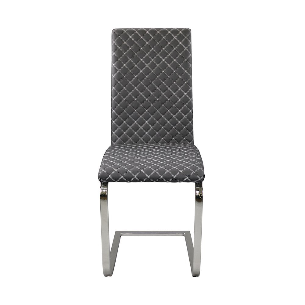 Yannis Faux leather Dining Room Side Chair, set of 2 in Gray