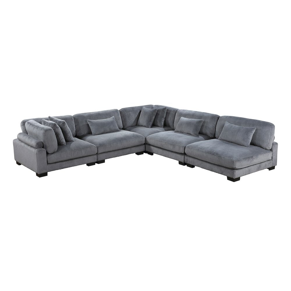 Traverse Corduroy 5-Piece Modular Sectional in Gray