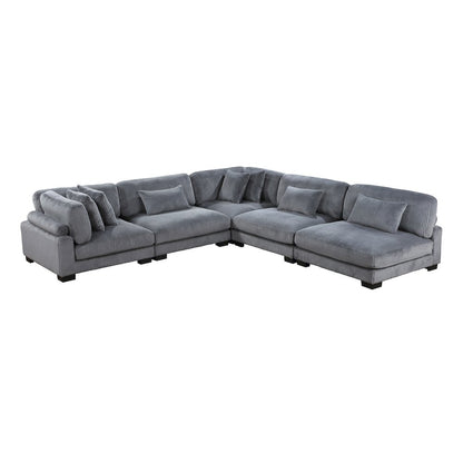 Traverse Corduroy 5-Piece Modular Sectional in Gray