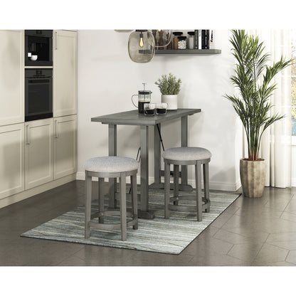 Auburndale Asian Hardwood Counter Height Dining Table in Light Gray