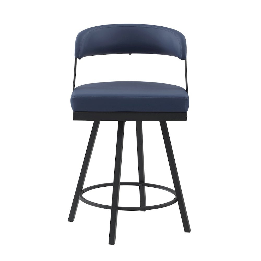 Crowley Faux leather Swivel Counter Height Chair in Blue