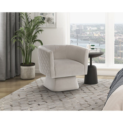 Candace Velvet Swivel Chair in Taupe