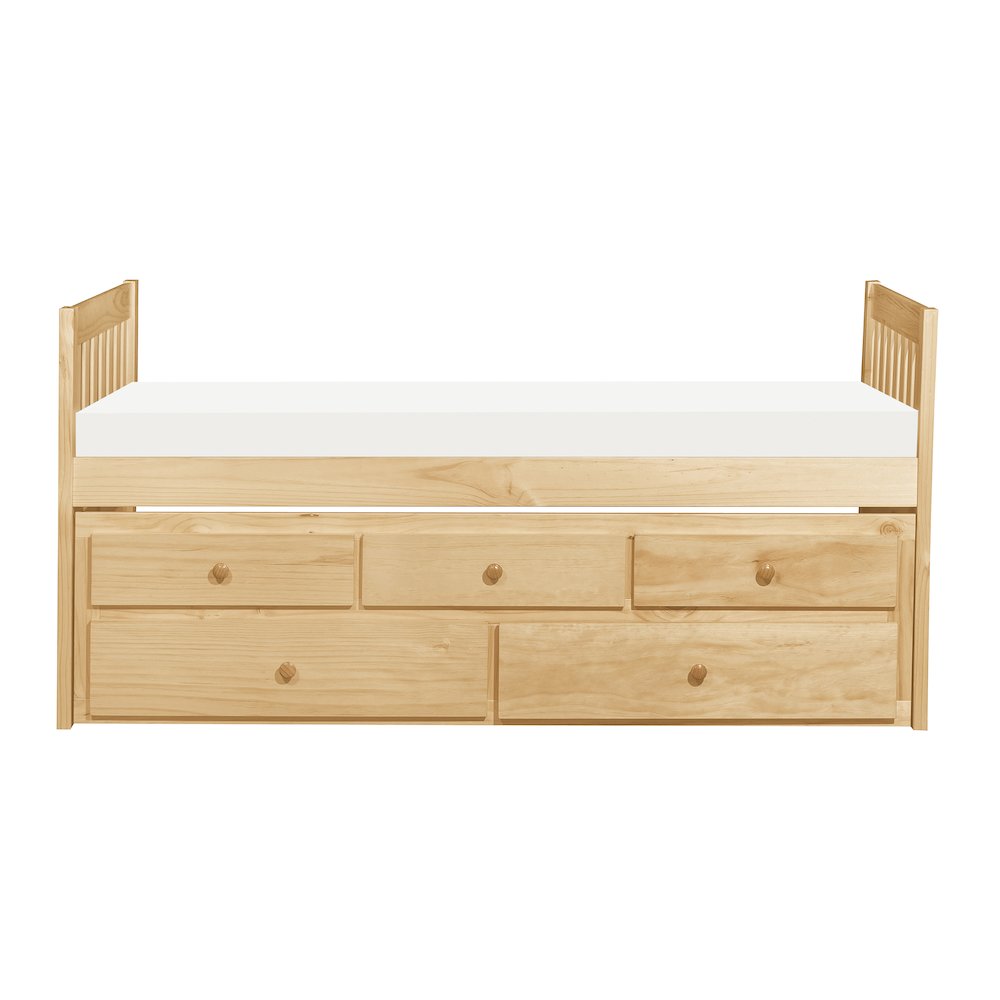 Bartly Pine Twin Over Twin Trundle Bed in Natural Pine