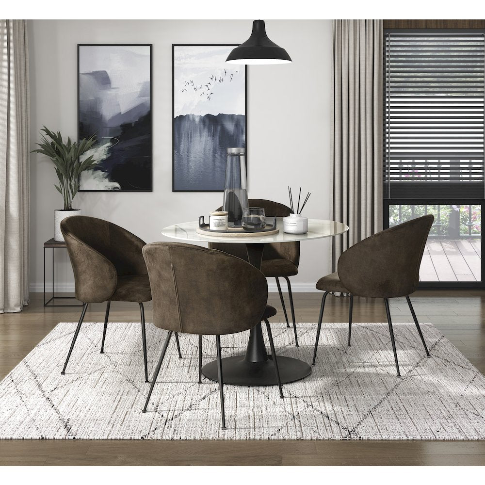 Cosimo Velvet Dining Room Side Chair, set of 2 in Brown