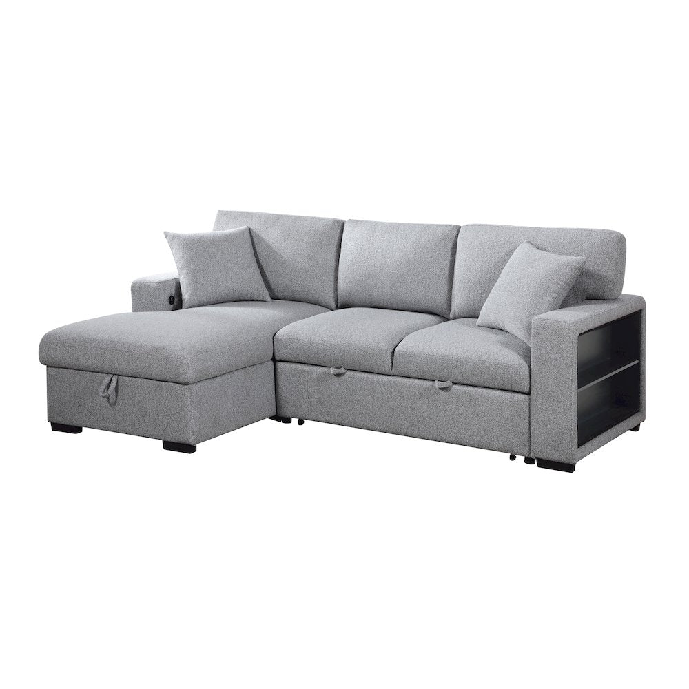 Pompano Boucle Sectional with Left Chaise, Pull-out Bed in Gray