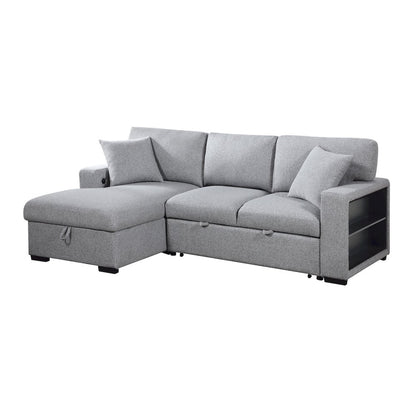 Pompano Boucle Sectional with Left Chaise, Pull-out Bed in Gray