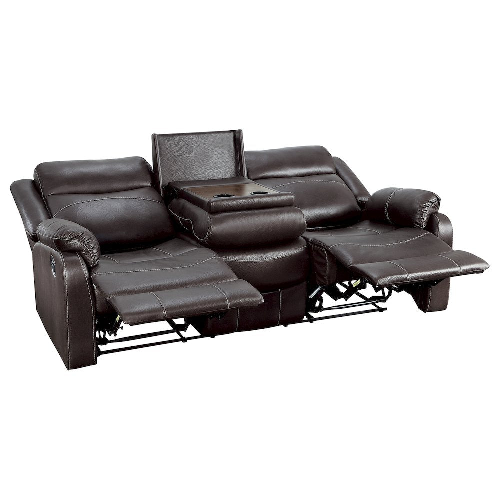 Yerba Microfiber Double Reclining Sofa in Dark Brown