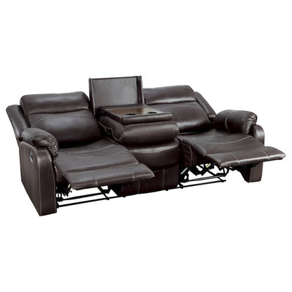 Yerba Microfiber Double Reclining Sofa in Dark Brown