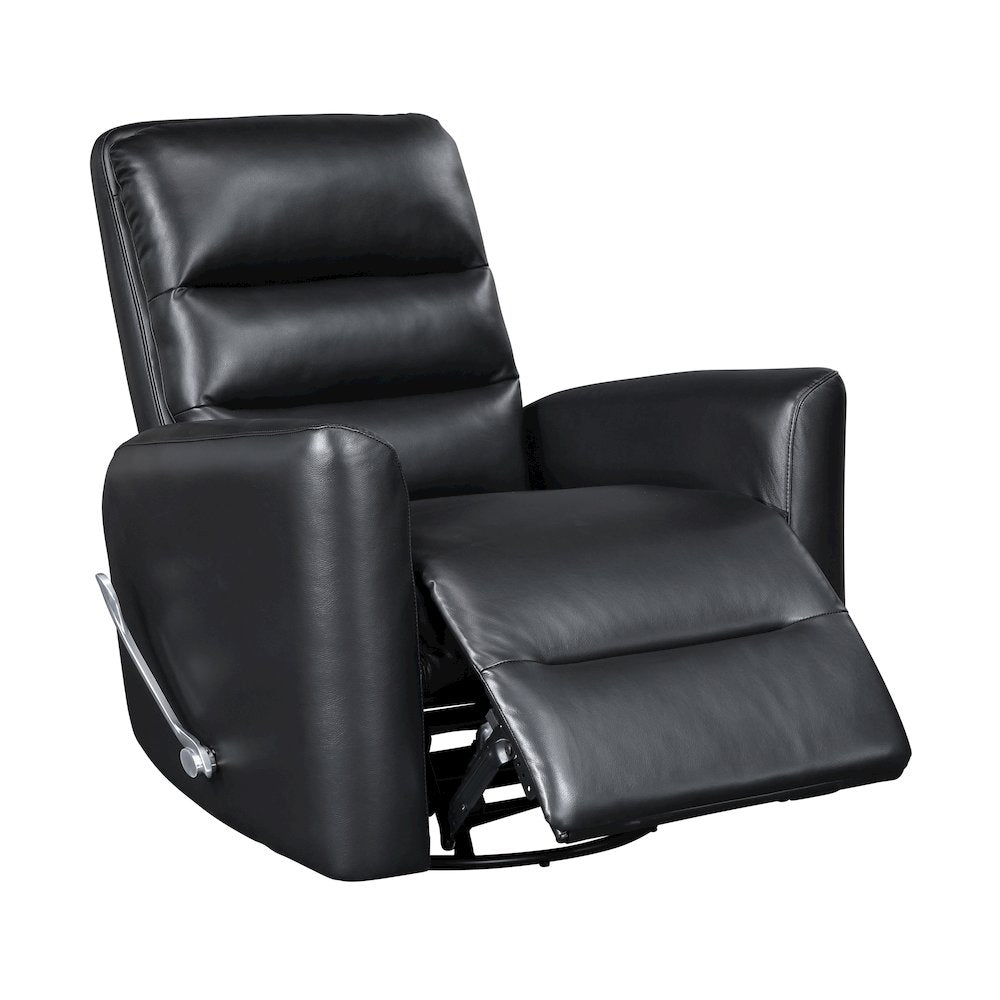 Dimitri Faux Leather Swivel Glider Reclining Chair in Black