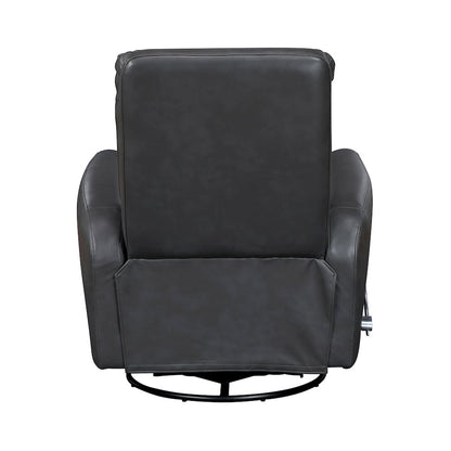 Dimitri Faux Leather Swivel Glider Reclining Chair in Gray