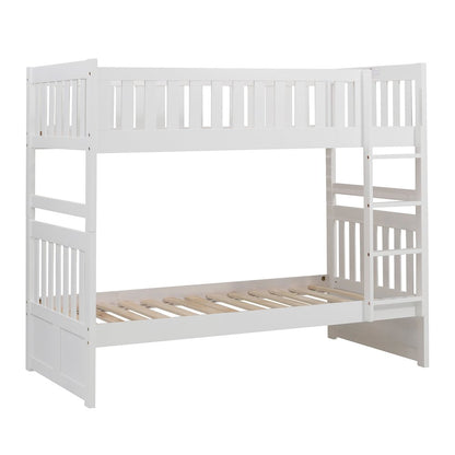 Galen Pine Twin Over Twin Bunk Bed in White