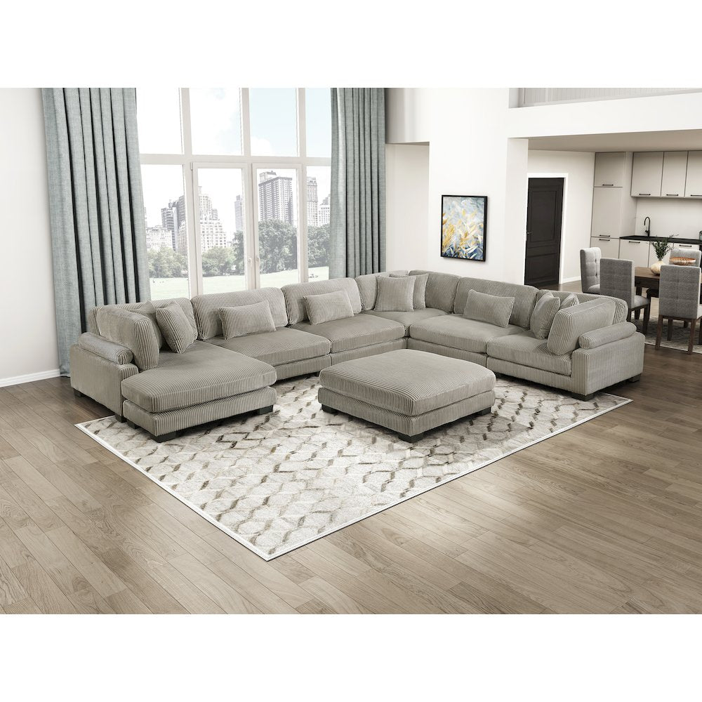 Traverse Corduroy 6-Piece Modular Sectional with chaise in Taupe