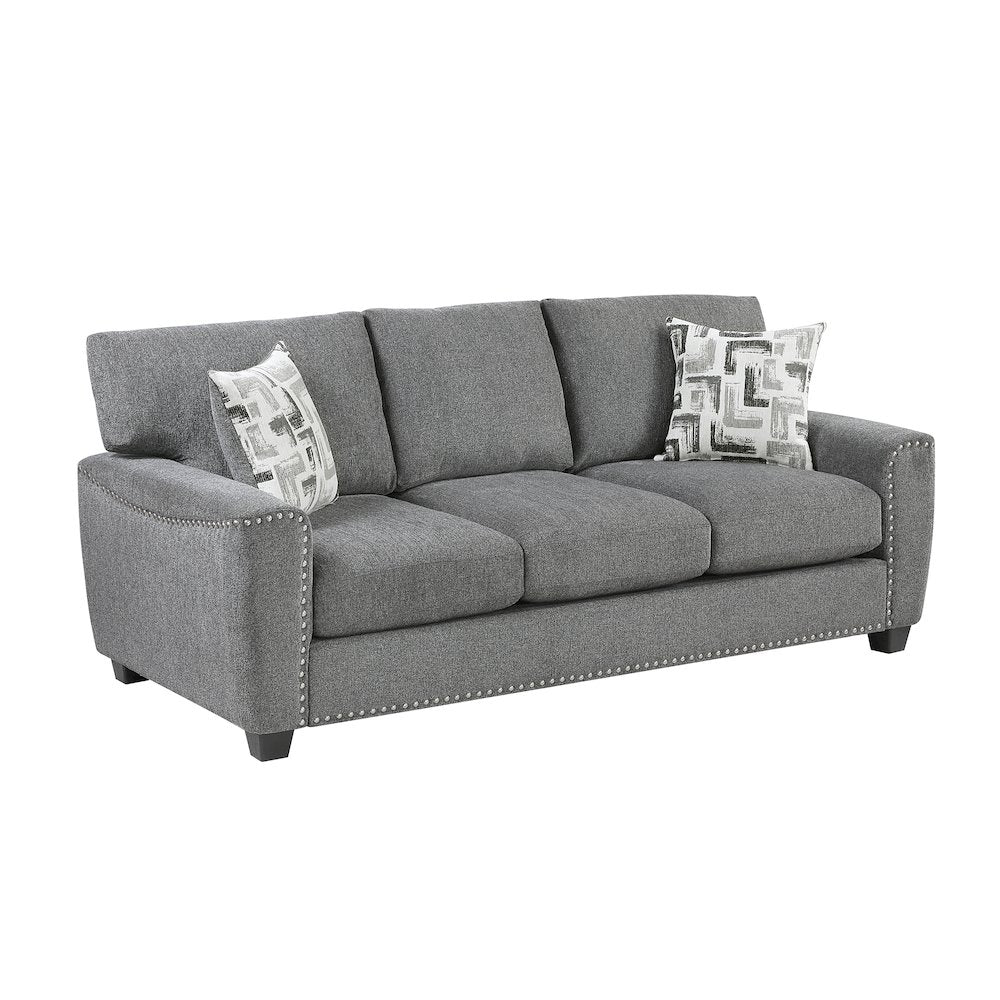 Isabel Chenille 2pc Set: Sofa, Loveseat in Dark Gray