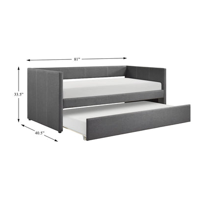 Trudy Textured Daybed with Trundle in Dark Gray