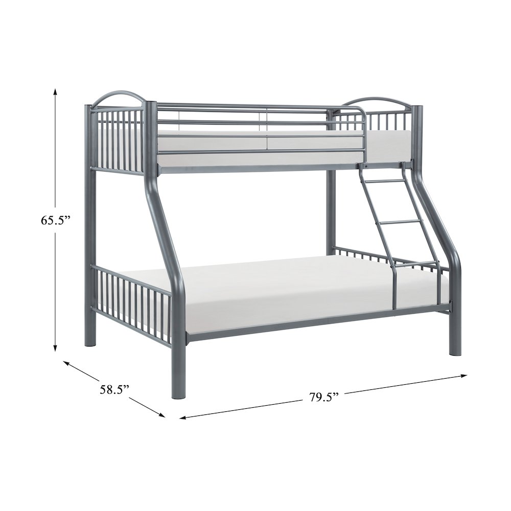 Beckett Metal Twin Over Full Metal Bunk Bed in Gray