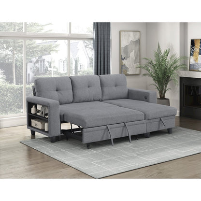 Robinson Boucle Sectional with Reversible Chaise, Pull-out Bed in Gray