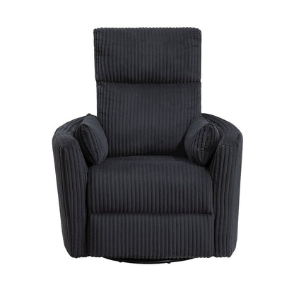 Traverse Corduroy Swivel Glider Reclining Chair in Black