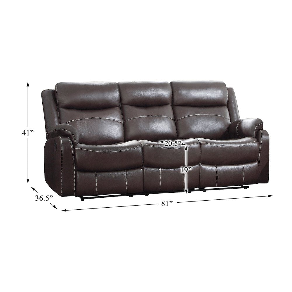 Yerba Microfiber Double Reclining Sofa in Dark Brown