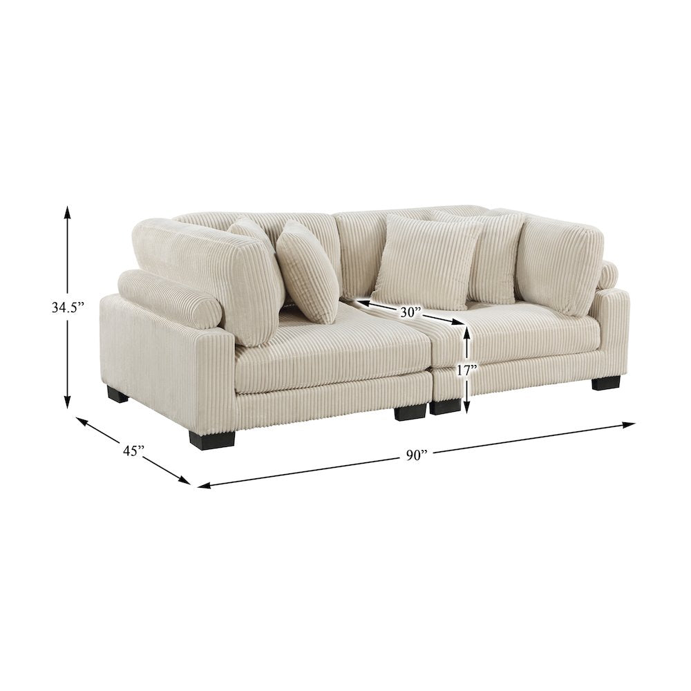 Traverse Corduroy Love Seat in Beige