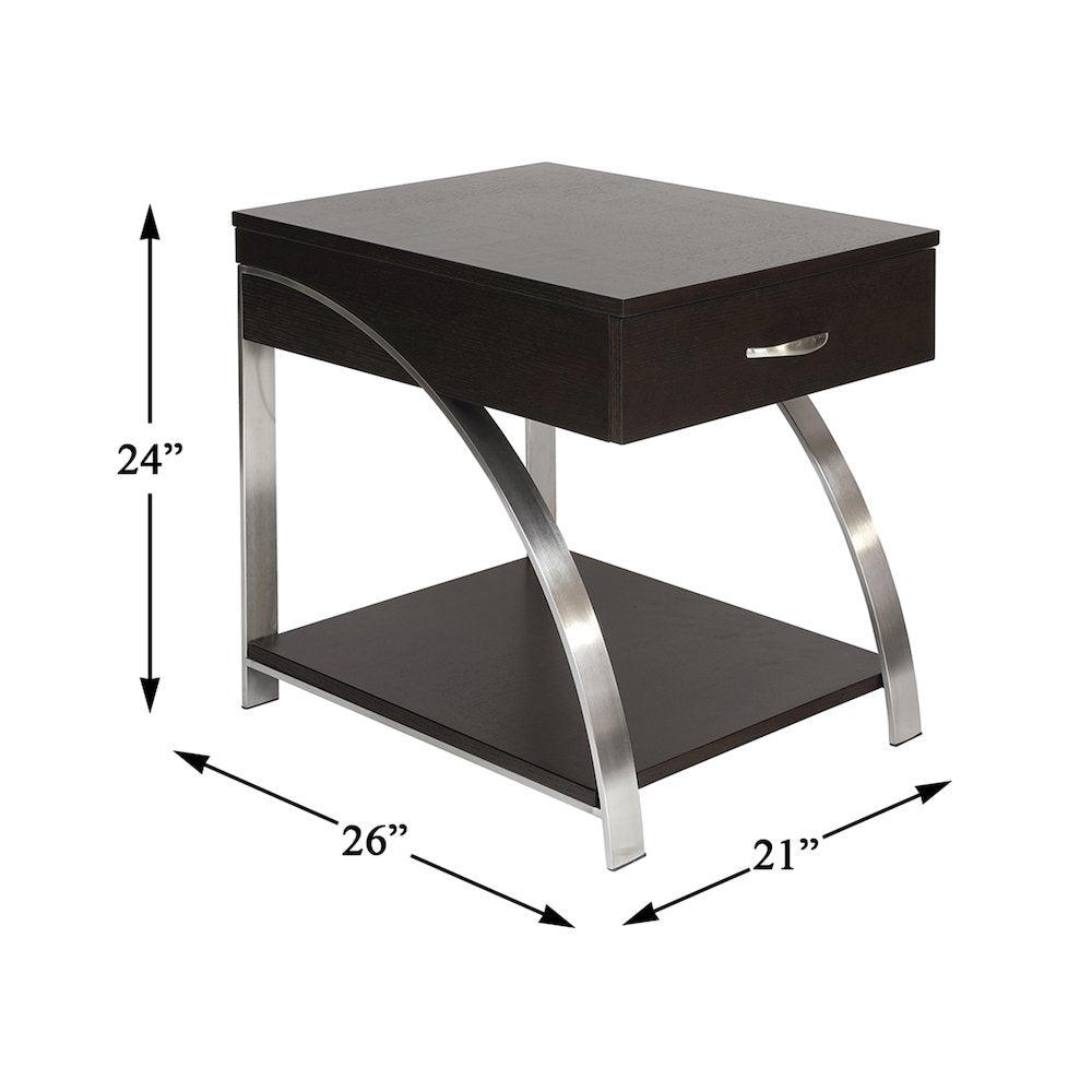 Tioga Engineered Wood End Table with Lift-Top and Storage in Espresso