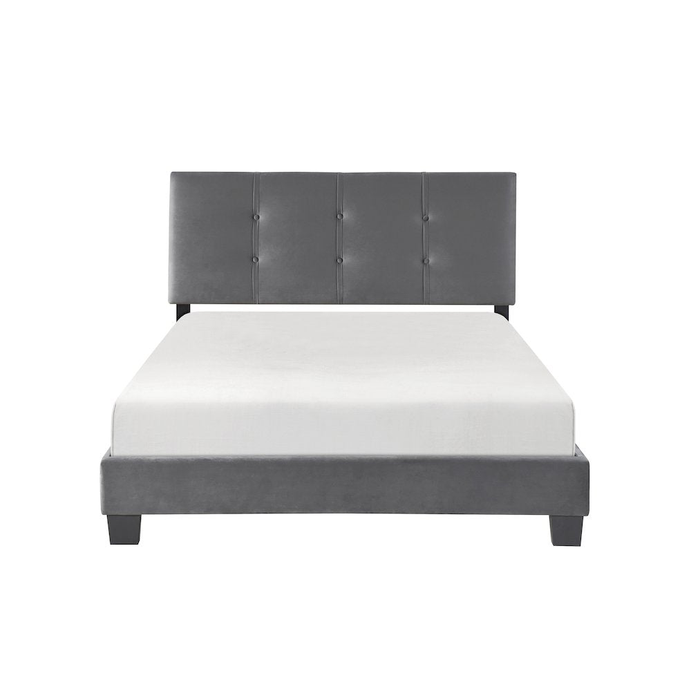 Newberry Velvet Full Platform Bed in Dark Gray