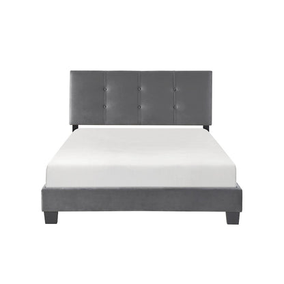 Newberry Velvet Full Platform Bed in Dark Gray