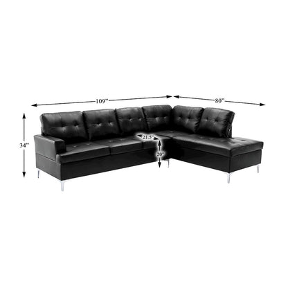 Barrington Faux Leather 2-piece set Sectional Sofa in Black