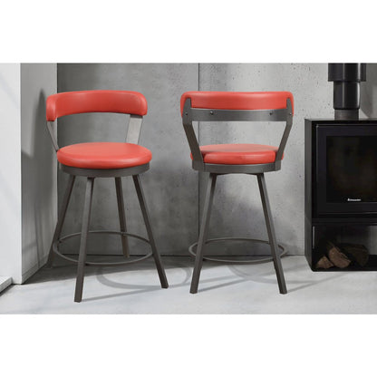 Appert Metal Swivel Counter Height Chair, Red, set of 2 in Red