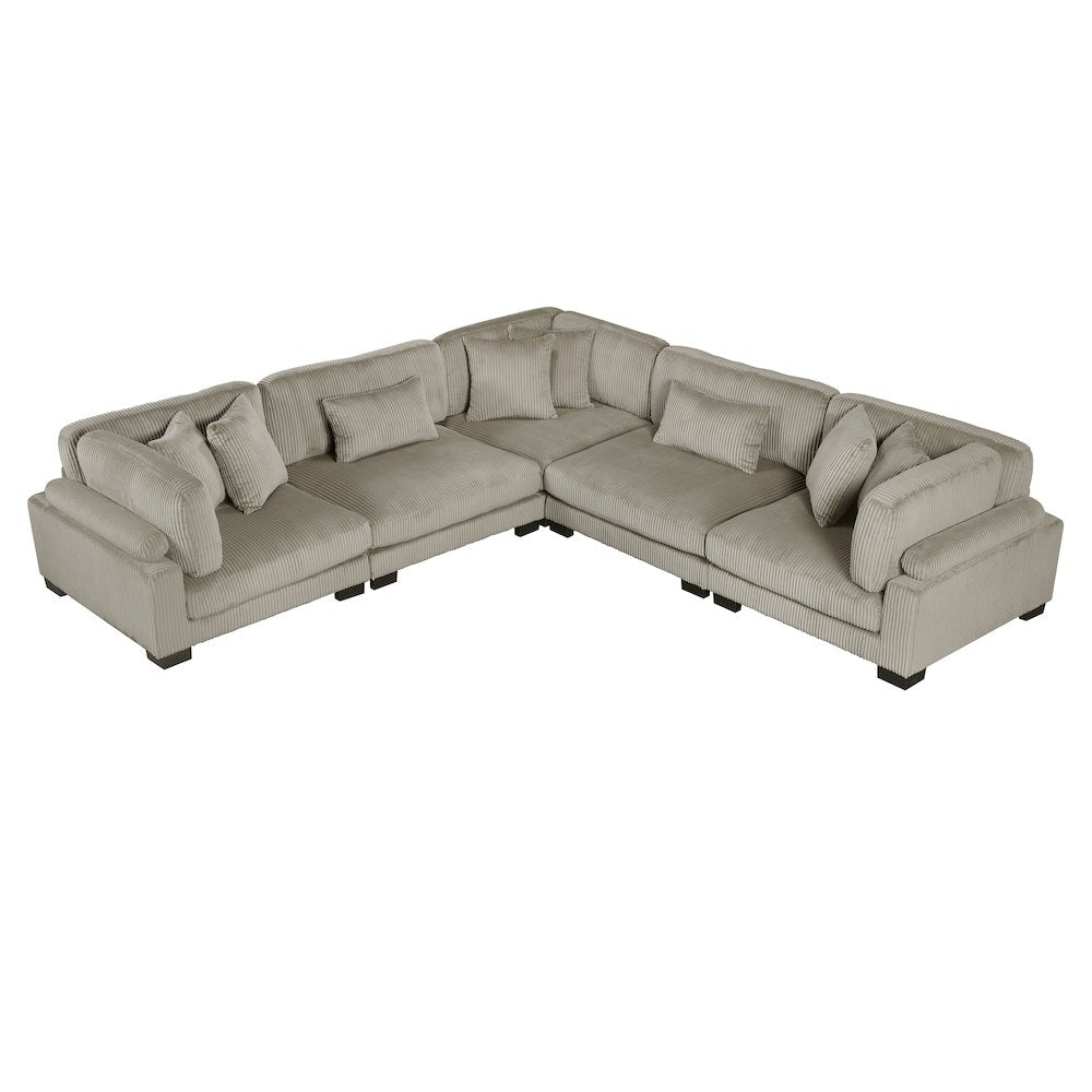 Traverse Corduroy 5-Piece Modular Sectional in Taupe