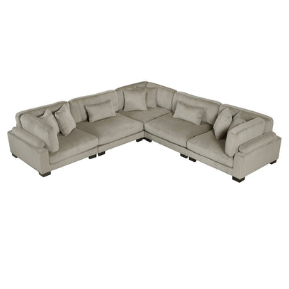 Traverse Corduroy 5-Piece Modular Sectional in Taupe