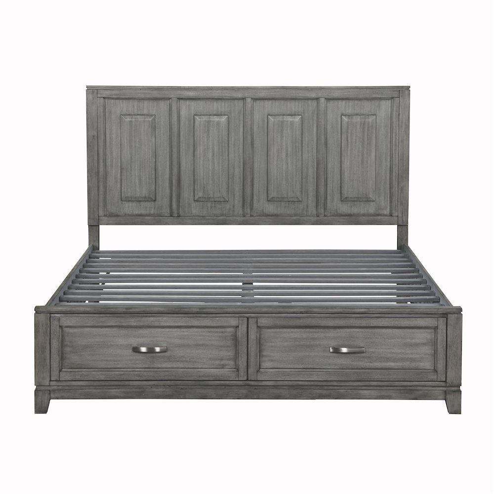 Garretson Acacia CK Platform Bed with Footboard Storage in Gray