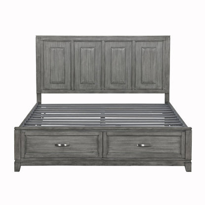 Garretson Acacia CK Platform Bed with Footboard Storage in Gray