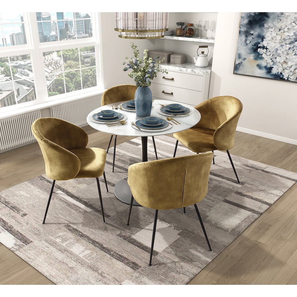 Cosimo Velvet Dining Room Side Chair, set of 2 in Mustard