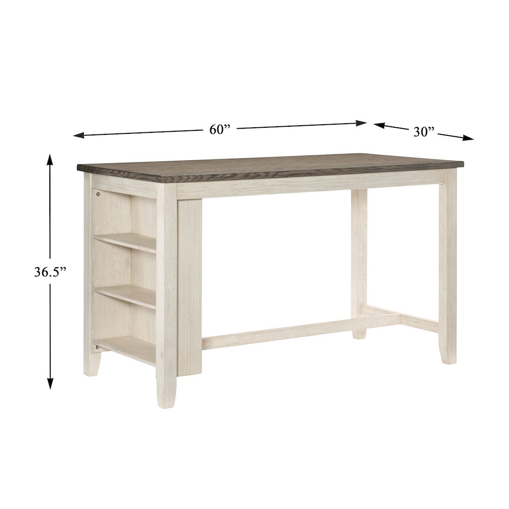 Timbre Wood Counter Height Table in Antique white and Rosy Brown Finish