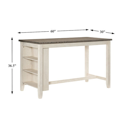 Timbre Wood Counter Height Table in Antique white and Rosy Brown Finish