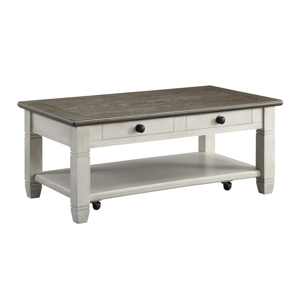 Granby Pine Cocktail Table in 2-Tone (Rosy Brown and Antique White)
